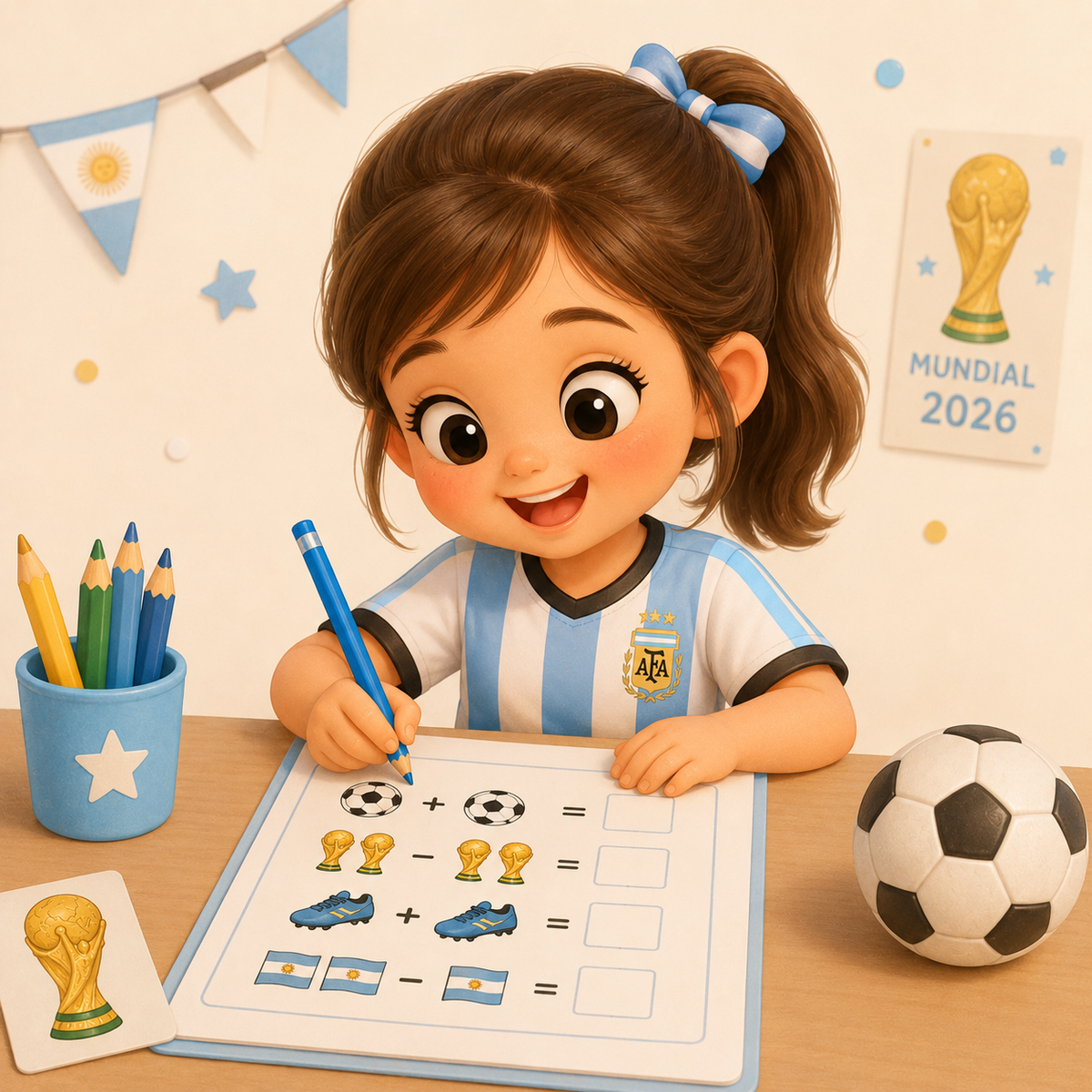 Kit Pequeños Campeones - Especial Mundial 2026 para aprender lectura, comprensión y matemáticas de forma divertida.